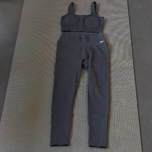 Lilias Active wear black ribbed set size S